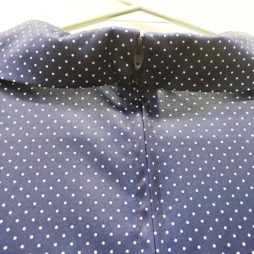 Vintage Navy & White polka dot 30's house dress - Picture 3 of 6